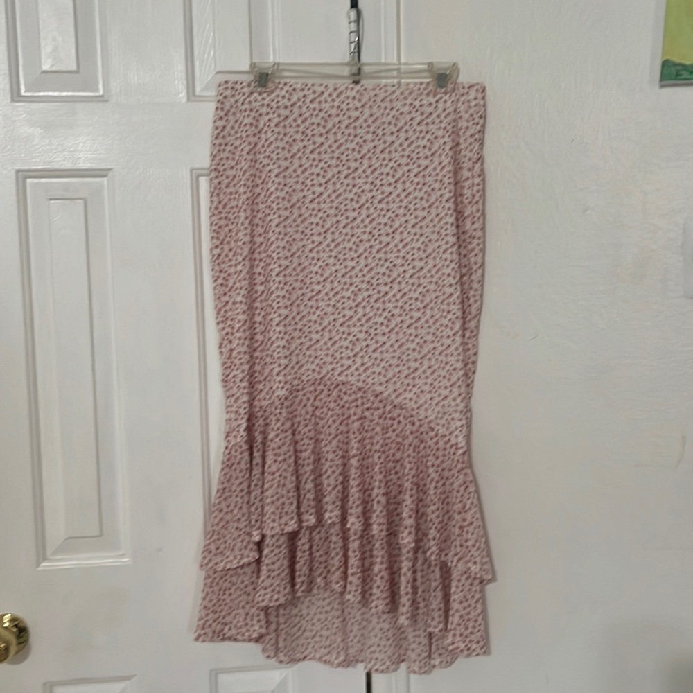 Pink Flower Ruffled Skirt